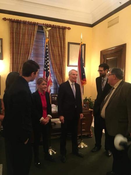 Joshua Bowen, Felicia Otte, Francesca Leass, Senator Rob Portman, Milan Karna, and Bill Hamilton